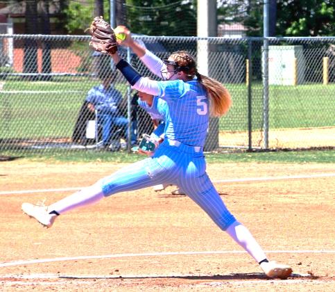 Caylee Elder came up clutch both at the plate and in the circle in helping the St. Johns River State College softball team come from out of the losers bracket to win the NJCAA Division II South Region championship this weekend. (RITA FULLERTON / Special to the Daily News)