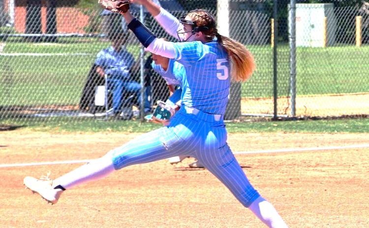 Caylee Elder came up clutch both at the plate and in the circle in helping the St. Johns River State College softball team come from out of the losers bracket to win the NJCAA Division II South Region championship this weekend. (RITA FULLERTON / Special to the Daily News)