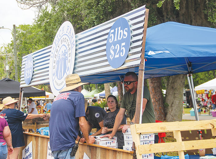 Bostwick Blueberry Festival attendees purchase 5-pound boxes of the signature berry from the Miller Blueberry Plantation and Nursery booth.