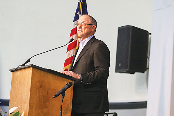 SARAH CAVACINI/Palatka Daily News – Guest speaker Thomas Hunter gives Putnam County students career advice and reflects on his career during Tuesday’s event in Palatka.
