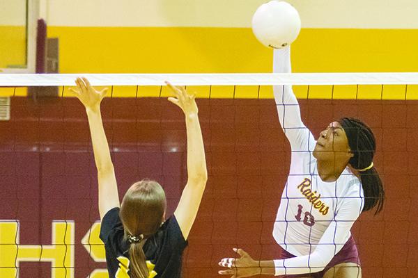 Crescent City High School’s Aniya Hardy delivers the kill attempt in last fall’s District 8-1A volleyball championship at home against Fort Meade. (Daily News file photo)