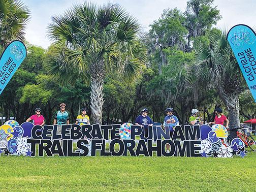 Cyclists gather Saturday in Florahome before heading out on the Palatka-to-Lake Butler State Trial.