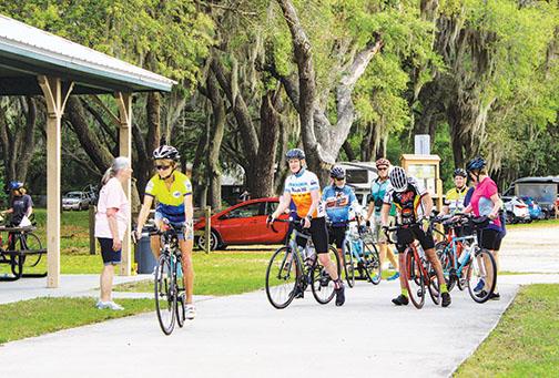 Cyclists prepare to travel along the Palatka-to-Lake Butler State Trial on Saturday as part of Celebrate Putnam Trails.