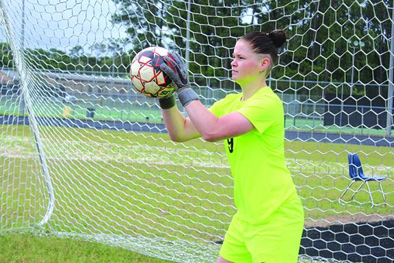 Christina Bayse stopped 132 shots in goal, while scoring nine goals when she was allowed to get on the field for the 14-10-1 Palatka High girls soccer team this winter. (MARK BLUMENTHAL / Palatka Daily News