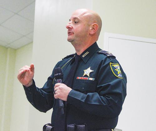 Putnam County Sheriff's Office Col. Joe Wells speaks during the Pastor Appreciation Dinner on Monday.