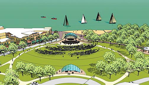 Pictured is a sketch of what the new riverfront amphitheater is supposed to resemble when completed.