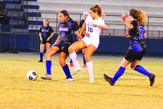 Janelle Rivera (13) and her Interlachen teammates ended a 51-game winless streak on Monday after taking down Dunnellon, 2-1. (MARK BLUMENTHAL / Palatka Daily News)