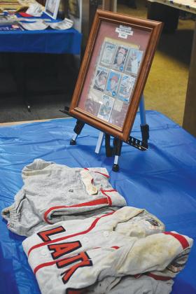 A vintage Palatka baseball uniform is on display during the event. 