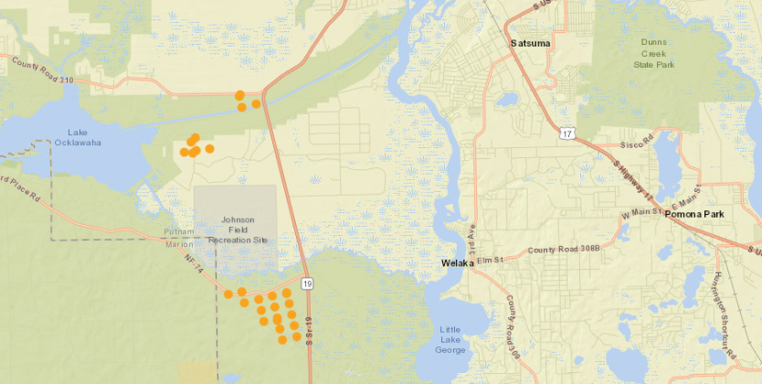 A map of Putnam County controlled burns on Wednesday morning. Credit: National Wildfire Coordinating Group.