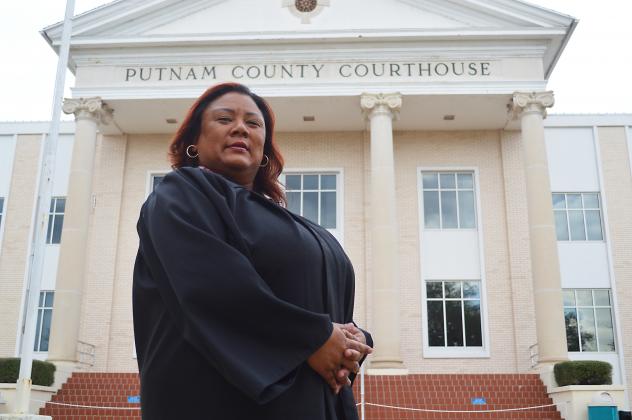 Judge Alicia Washington stands outside the Putnam County Courthouse on Friday afternoon.