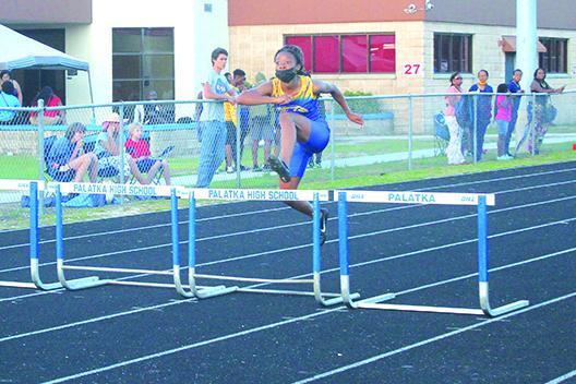 Palatka’s Al’Leah Ford has a chance of advancing on to the Region 2-2A meet in both the 100-meter high and 300-meter intermediate hurdles. (MARK BLUMENTHAL / Palatka Daily News)