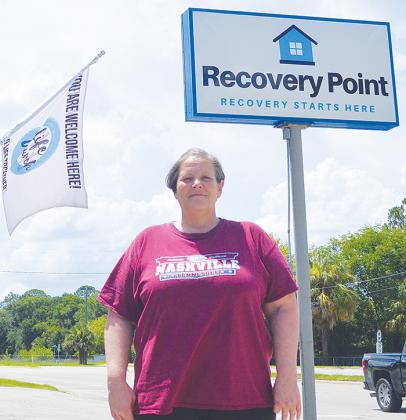 Michele “Missy” Blackwelder stands outside Recovery Point in Palatka following her first week at the facility.