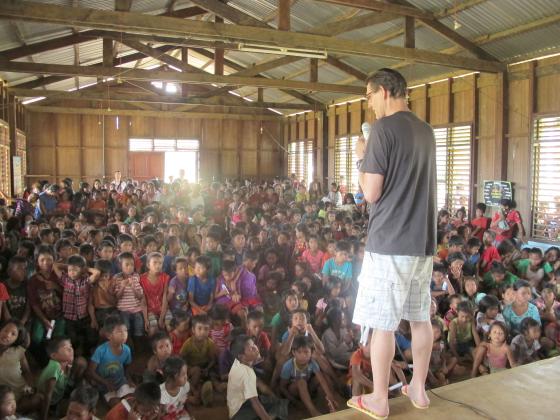 Jody Crain teaches Philippine children during a summer vacation Bible school program with more than 400 children in attendance. -- Photo submitted by Jody Crain