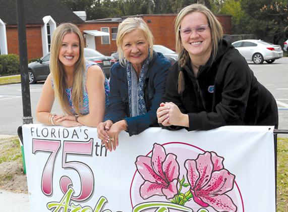 TRISHA MURPHY/Palatka Daily News – Chairwoman Kathy Griffin, center, and volunteers Dana Lewis, left, and Lexie Lee, have taken the reins to bring back the Florida Azalea Festival to Palatka on March 2-3.