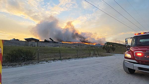 Photo courtesy of Putnam County Fire Rescue Professionals Local 3529 – The Putnam County Central Landfill in Palatka is on fire Sunday evening.