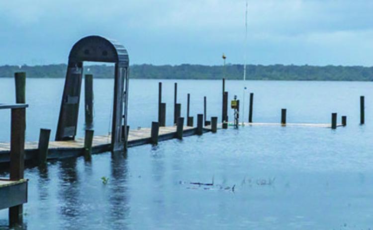 A dock was submerged in the St. Johns River earlier this month during Hurricane Dorian