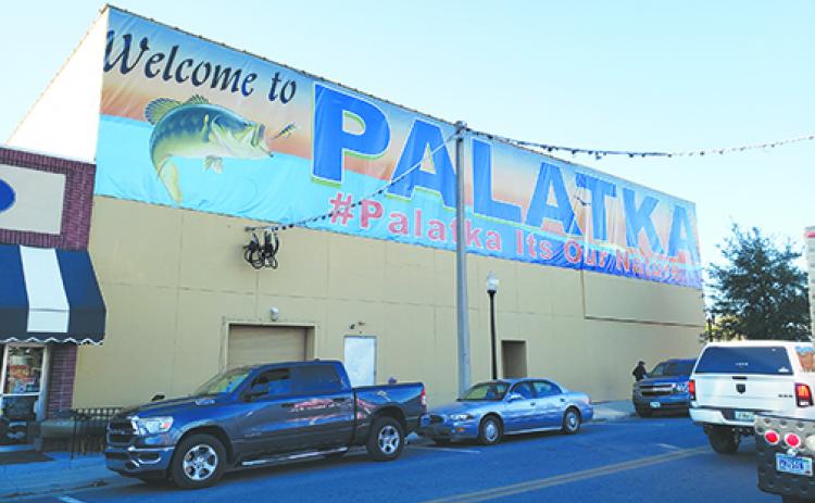 A Welcome to Palatka banner is displayed downtown during the Bassmaster Elite tournament in February. Palatka received a Community Resiliency Award from the Studer Community Institute.