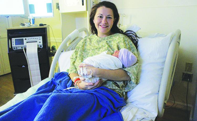 Crescent City resident Shelby Hirinak holds her New Year’s baby, Gabrian Hirinak, on Jan. 1, 2020. He was the last New Year’s baby born in the maternity ward of Putnam Community Medical Center.
