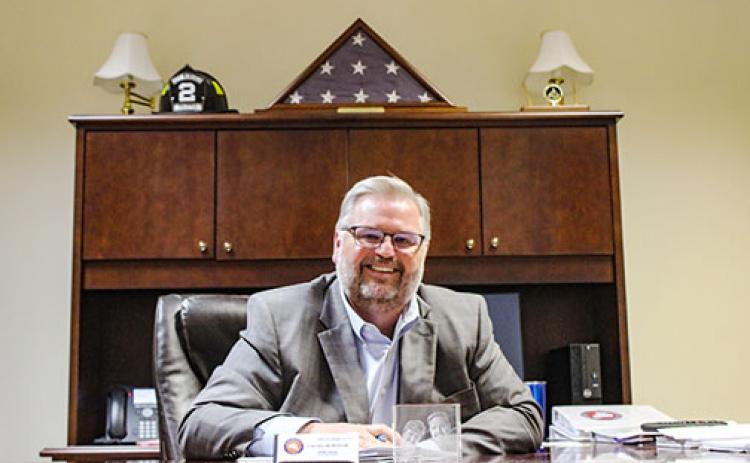 Putnam County Administrator Terry Suggs sits in his office Monday after reflecting on his favorite local projects and greatest accomplishments.