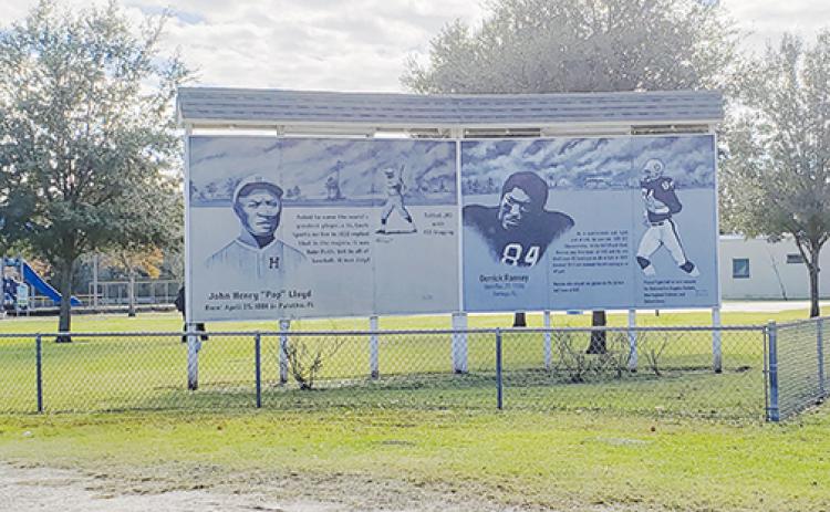 A sign at Al Wilke Park in Hastings features Palatka native John Henry “Pop” Lloyd. The Negro League star was inducted into the Baseball Hall of Fame in 1977.