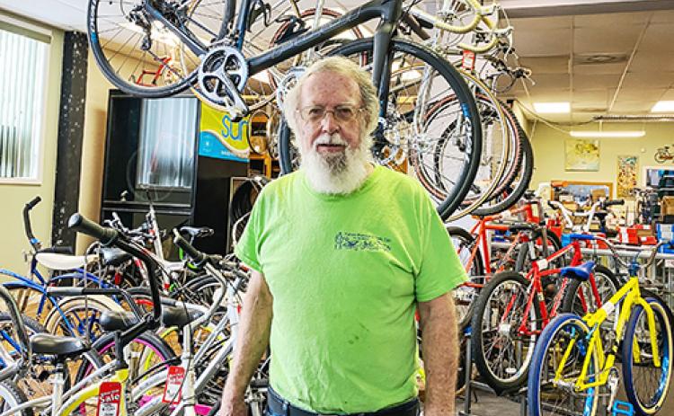Donald Gooding, owner of Putnam Bicycles in Palatka, stands in front of the few bikes he has for sale in his store Monday afternoon.