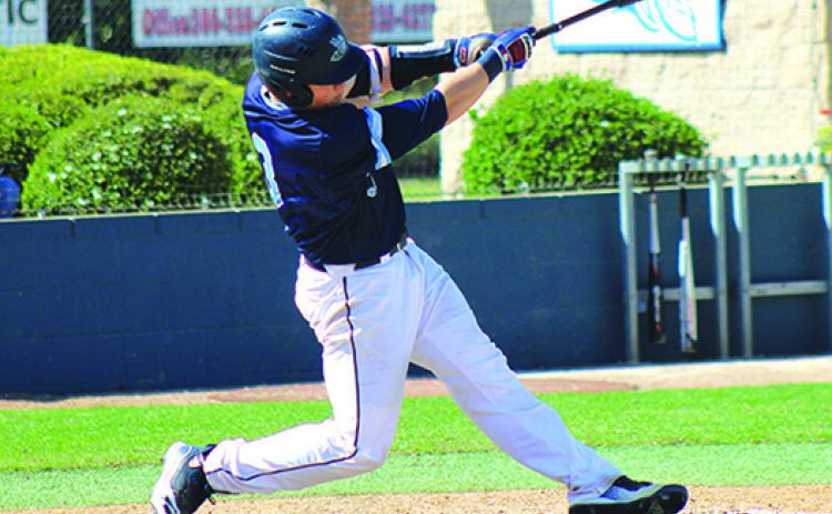 Charlie Welch, shown delivering a hit during a game in February 2020 for St. Johns River State College, was drafted by the Seattle Mariners in the 19th round this week out of the University of Arkansas. (Daily News file photo)