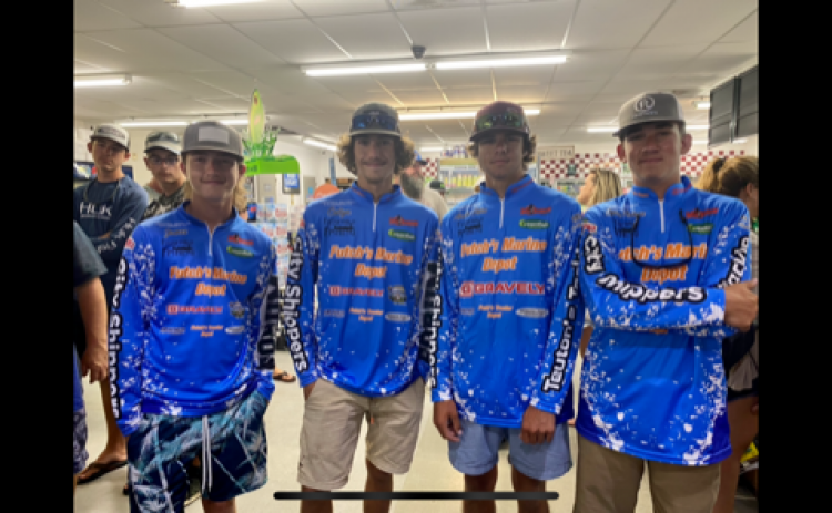 BASS high school anglers, from left, James Romig, Coltyn Morris, Austin Peters and Syler Prince pose before a recent competition last month. (GREG WALKER / Daily News correspondent)