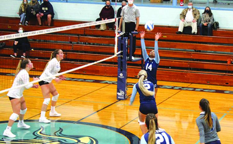 St. Johns River State College plays its season opener Feb. 3 against Florida State College-Jacksonville, a match won in straight sets by the host Vikings. This fall, not only will the Vikings return to play matches at Tuten Gymnasium, but Peniel Baptist Academy will host matches there. (MARK BLUMENTHAL / Palatka Daily News)