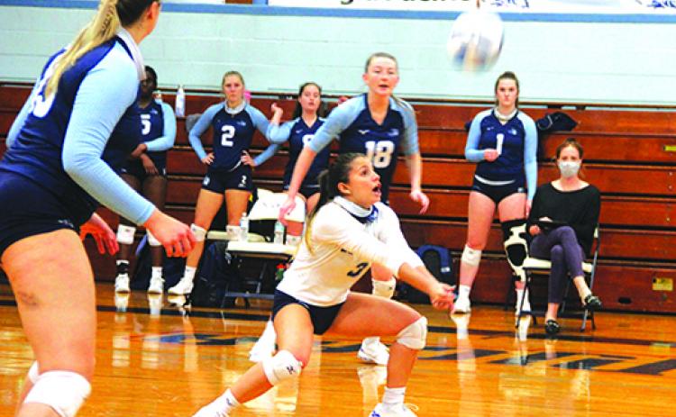 St. Johns River State College’s Dariana Luna delivers an assist attempt during a match on Feb. 24, 2021. (Daily News file photo)