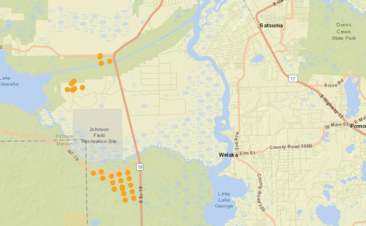 A map of Putnam County controlled burns on Wednesday morning. Credit: National Wildfire Coordinating Group.
