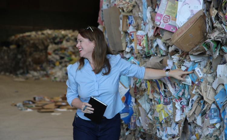CASMIRA HARRISON/Palatka Daily News. Executive director of Keep Putnam Beautiful Nicole Grace, seen here at the Central Landfill recycling center near Bostwick last week, is among those trying to boost the number of residents taking advantage of recycling programs in Putnam County.