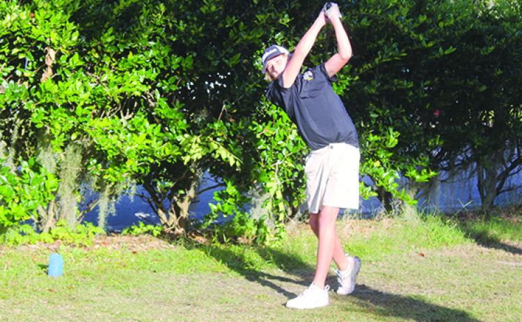 Luke Meredith shot a 39 on Tuesday to lead Palatka's boys golf team to a tri-match sweep against Dunnellon and Ocala West Port. (MARK BLUMENTHAL / Palatka Daily News)