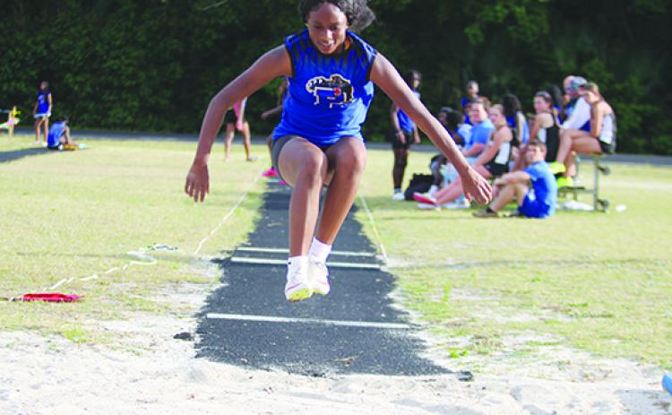 Palatka Junior-Senior High School’s Destiny Williams could be a strong contender to go far this postseason in the triple jump and high jump. (MARK BLUMENTHAL / Palatka Daily News)