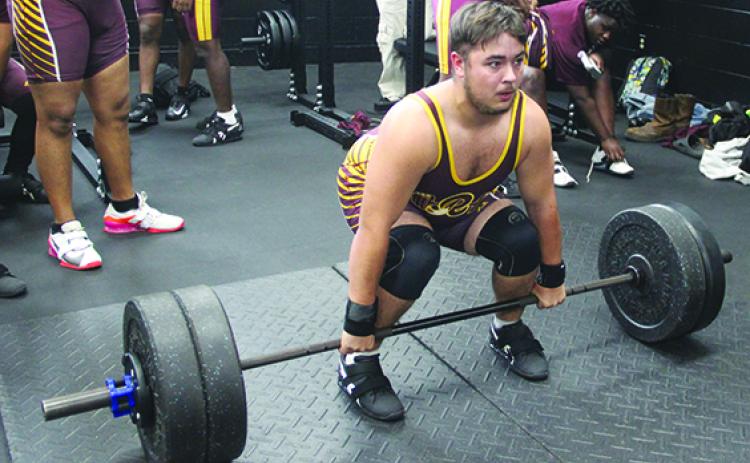 Crescent City 219-pound weightlifter Jacob Westberry, seen here in a meet last month at Interlachen, is back at the FHSAA 1A state championship in Lakeland. (COREY DAVIS / Palatka Daily News)