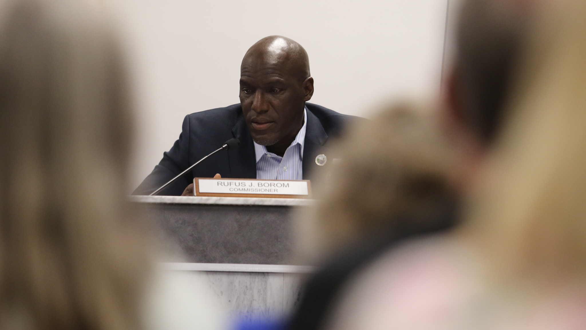 SARAH CAVACINI/Palatka Daily News. Palatka City Commissioner Rufus Borom shares his thoughts during Thursday's commission meeting about rezoning Hammock Hall. He and his fellow commissioners would later vote unanimously to keep Hammock Hall's zoning as it currently sits. 