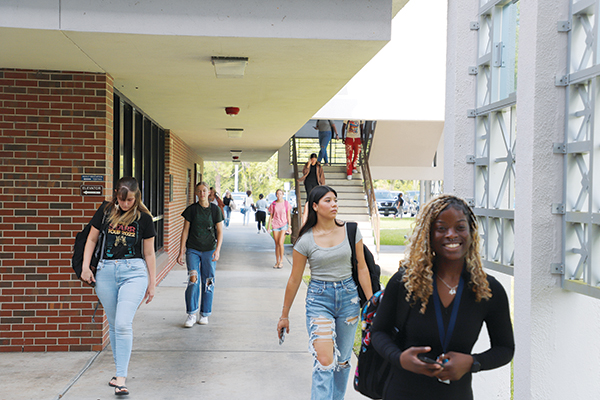 Photo submitted by Susan Kessler -- Students go to and from classes Monday, the first day of the fall semester, at St. Johns River State College.