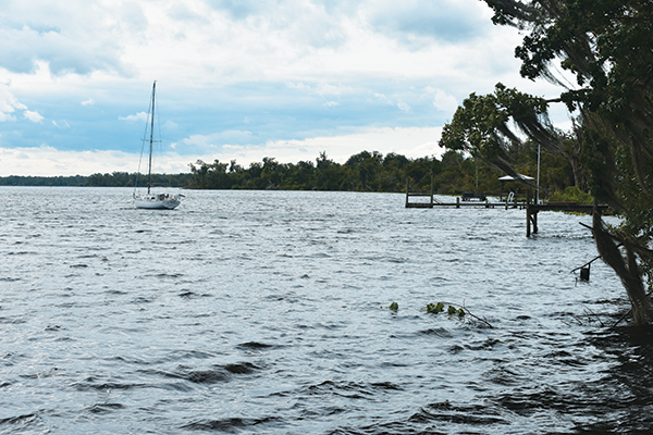 BRANDON D. OLIVER/Palatka Daily News – The St. Johns River remains choppy at the Brown’s Landing Boat Ramp on Wednesday afternoon after the worst of Hurricane Idalia passed by Putnam County.