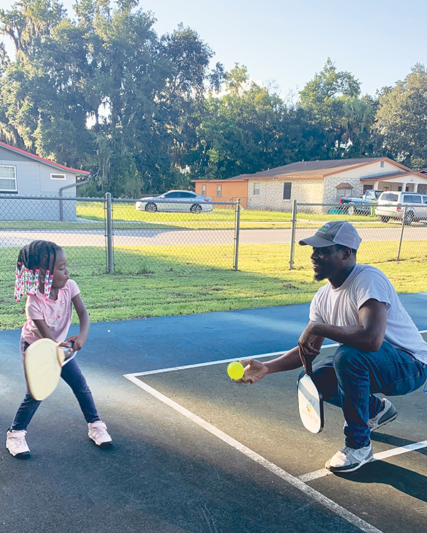 Photo submitted by Jimmi Symonds – Two people have fun playing pickleball in Palatka. Pickleball enthusiasts have touted the sport as a great opportunity for children and adults to have fun with the same activity.