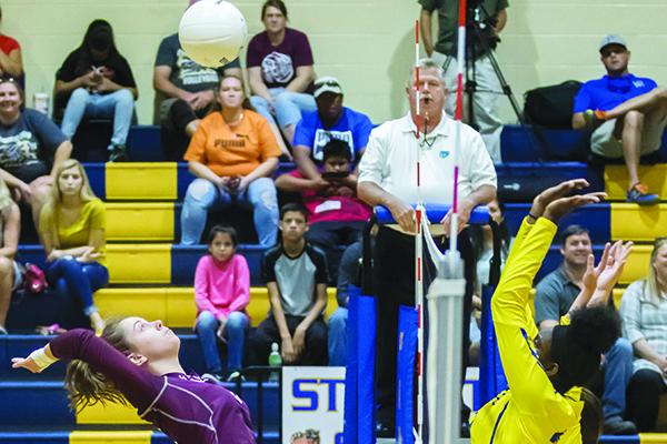 Crescent City High School's Emilia Cendrowska goes up for a shot in the match with Palatka on Monday night. (FRAN RUCHALSKI / Palatka Daily News)