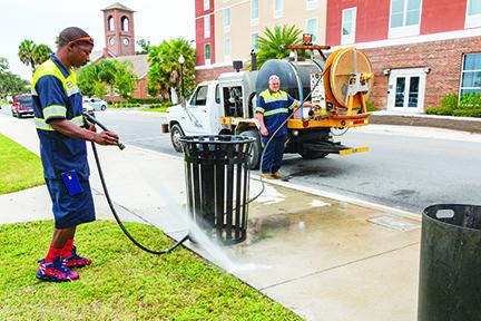 Palatka workers clean up nonresidential areas of the city.