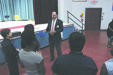 U.S. Rep. Ted Yoho speaks to students at Miller Middle School.
