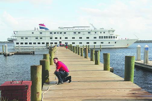 The American Cruise Lines ship docks in Palatka. 