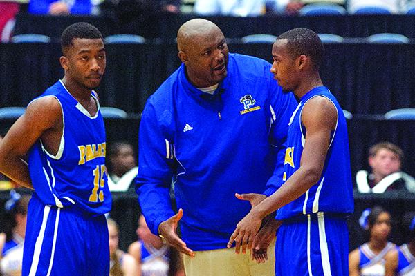 The Palatka High School boys basketball team won district championships five times in the 2010 decade and made the Final Four four different times under three different coaches, including Donald Lockhart, shown in the 2013 FHSAA 5A Final Four in Lakeland with guards Da'Carr Smith (left) and Terence Evans. (Daily News file photo)