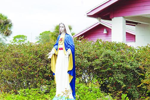 A homeless family is said to live in the woods near this statue of the Virgin Mary.