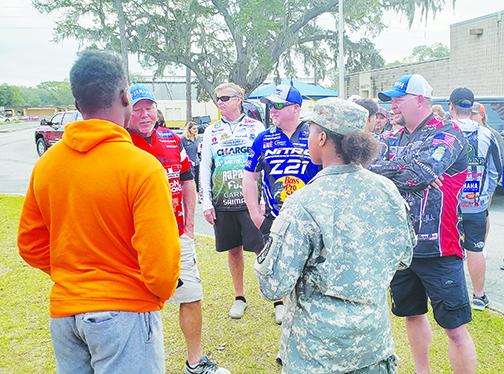 Bassmaster Elite Series anglers chat with Palatka High School students.
