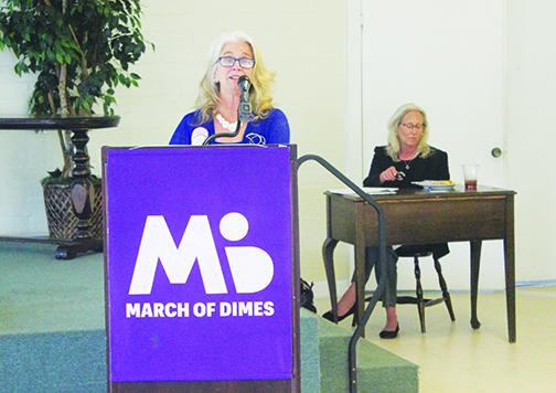 Tax Collector Linda Myers speaks during the March for Babies kickoff.