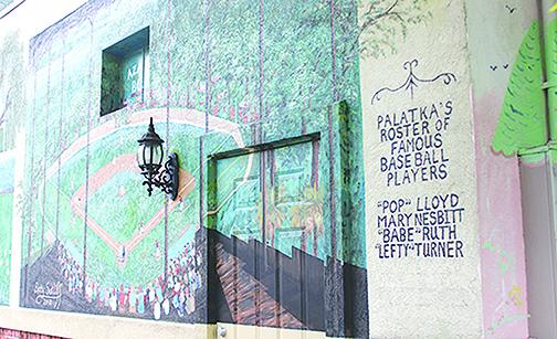 A mural on Kirkland Street in Palatka includes “Pop” Lloyd on Palatka’s roster of famous baseball players.