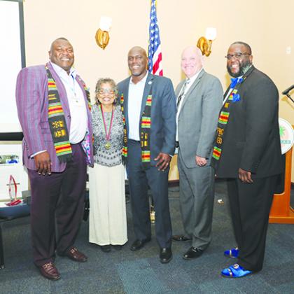 Palatka Vice Mayor and City Commissioner Mary Lawson Brown, second from left, is joined by Palatka Mayor Terrill Hill, Commissioner Rufus Borom, City Manager Bill Shanahan and Commissioner Justin Campbell at the Florida Black Caucus of Local Elected Officials Spring Legislative Conference in Miramar.