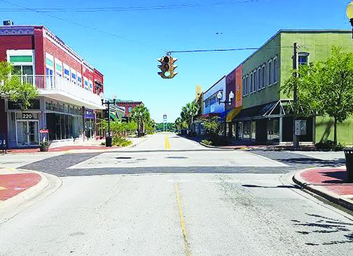 The streets in downtown Palatka are empty Wednesday.