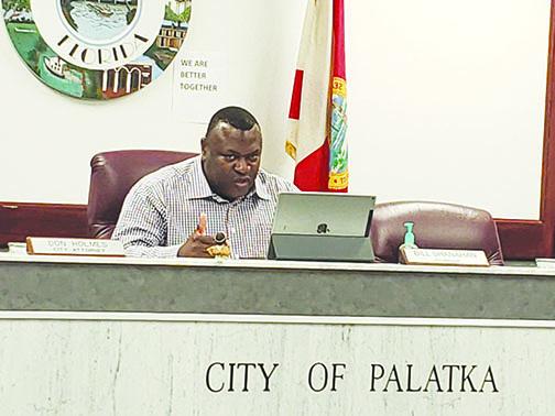 Mayor Terrill Hill sits alone as he participates in Wednesday's online Palatka City Commission meeting.